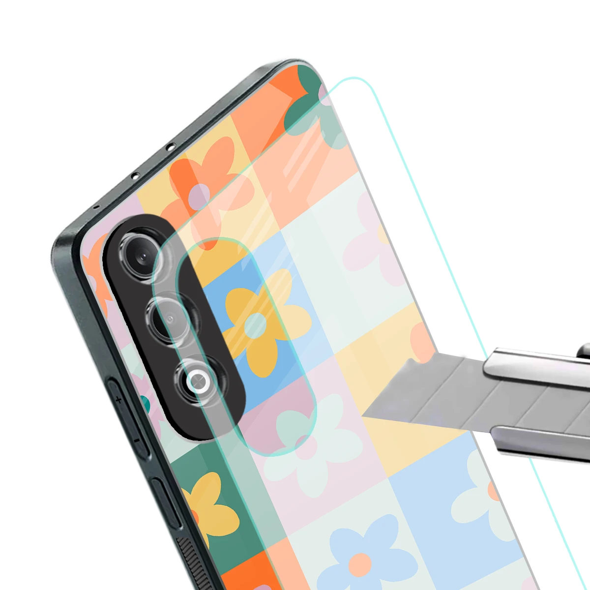 Floral Patchwork stylish phone case for oneplus nord ce 4 | glossy glass and slim fit