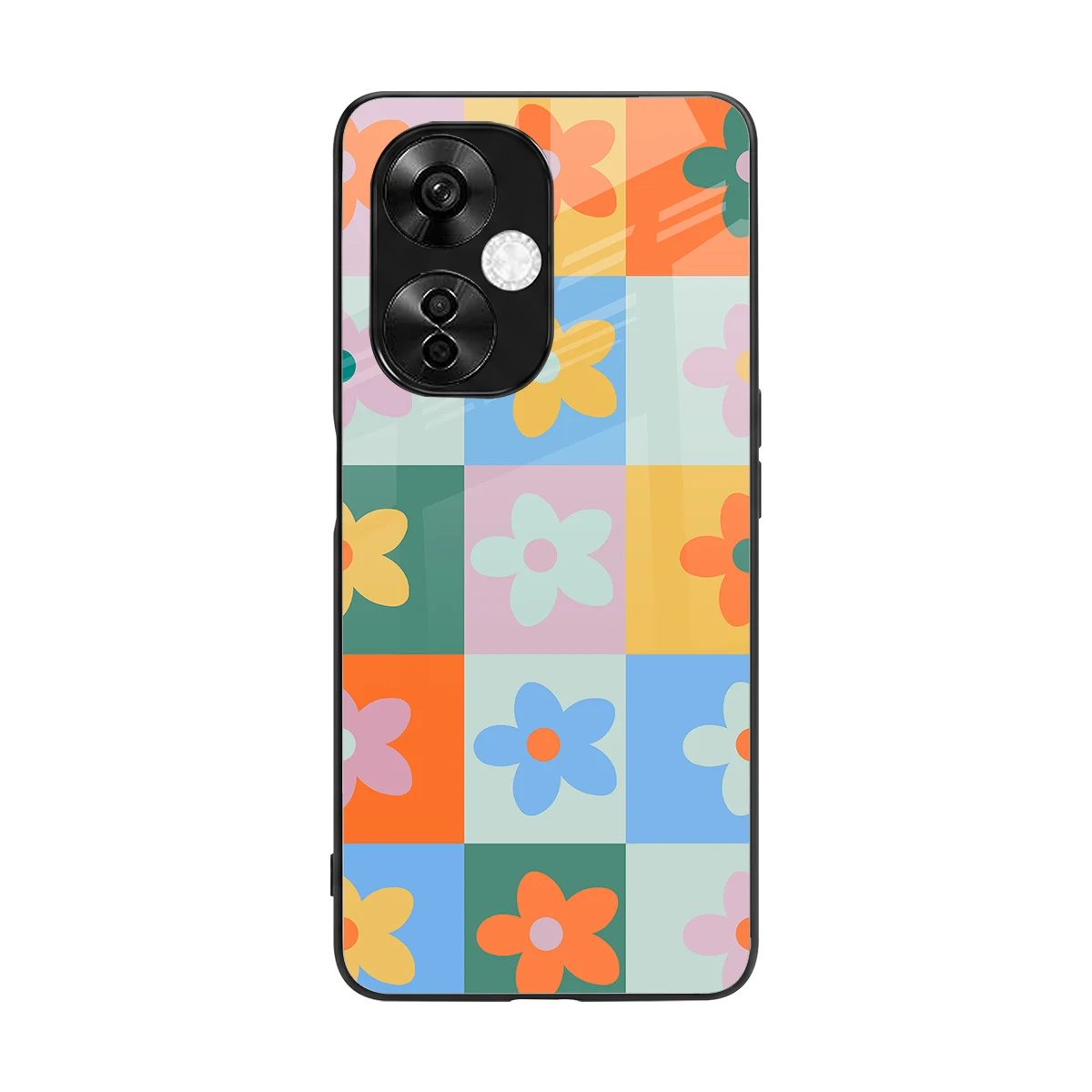 Floral Patchwork back phone cover | glass case for oneplus nord ce 3 lite