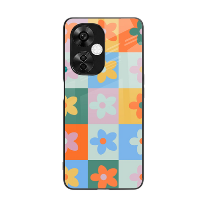 Floral Patchwork back phone cover | glass case for oneplus nord ce 3 lite