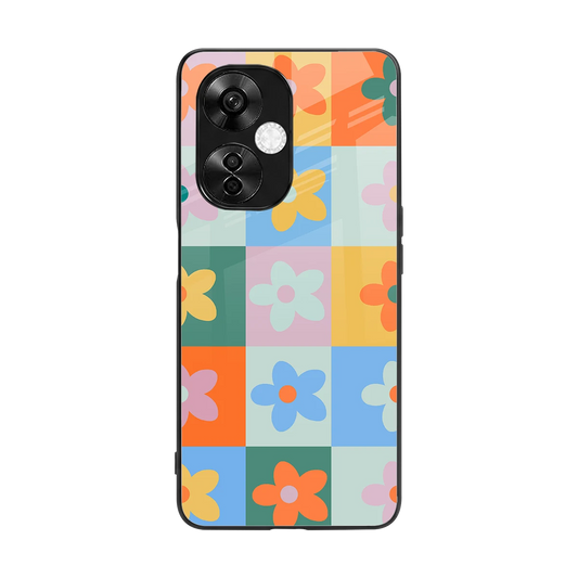 Floral Patchwork back phone cover | glass case for oneplus nord ce 3 lite
