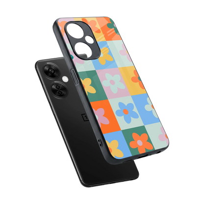 Floral Patchwork sleek oneplus nord ce 3 lite cover with tempered glass back and TPU edges
