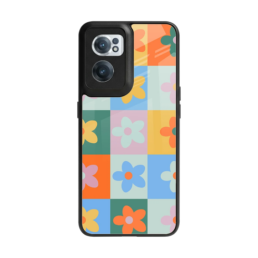 Floral Patchwork back phone cover | glass case for oneplus nord ce 2