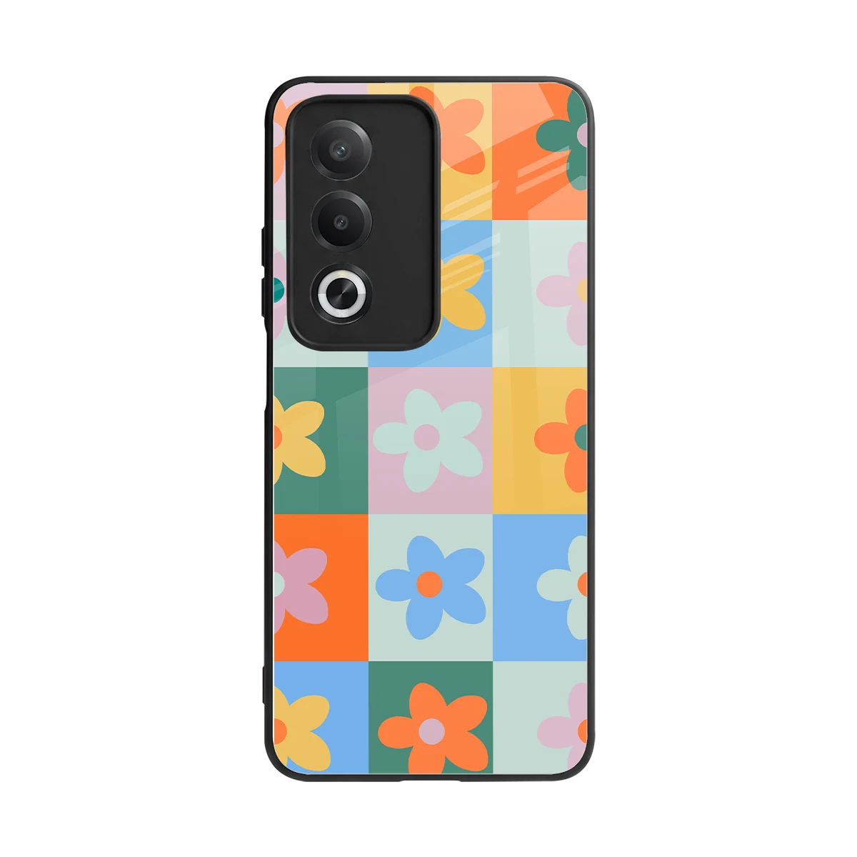 Floral Patchwork back phone cover | glass case for oppo a3 pro