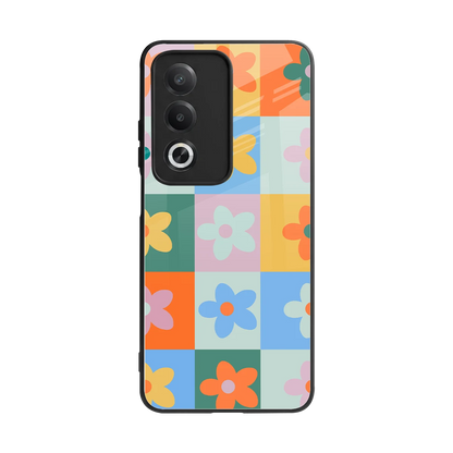 Floral Patchwork back phone cover | glass case for oppo a3 pro
