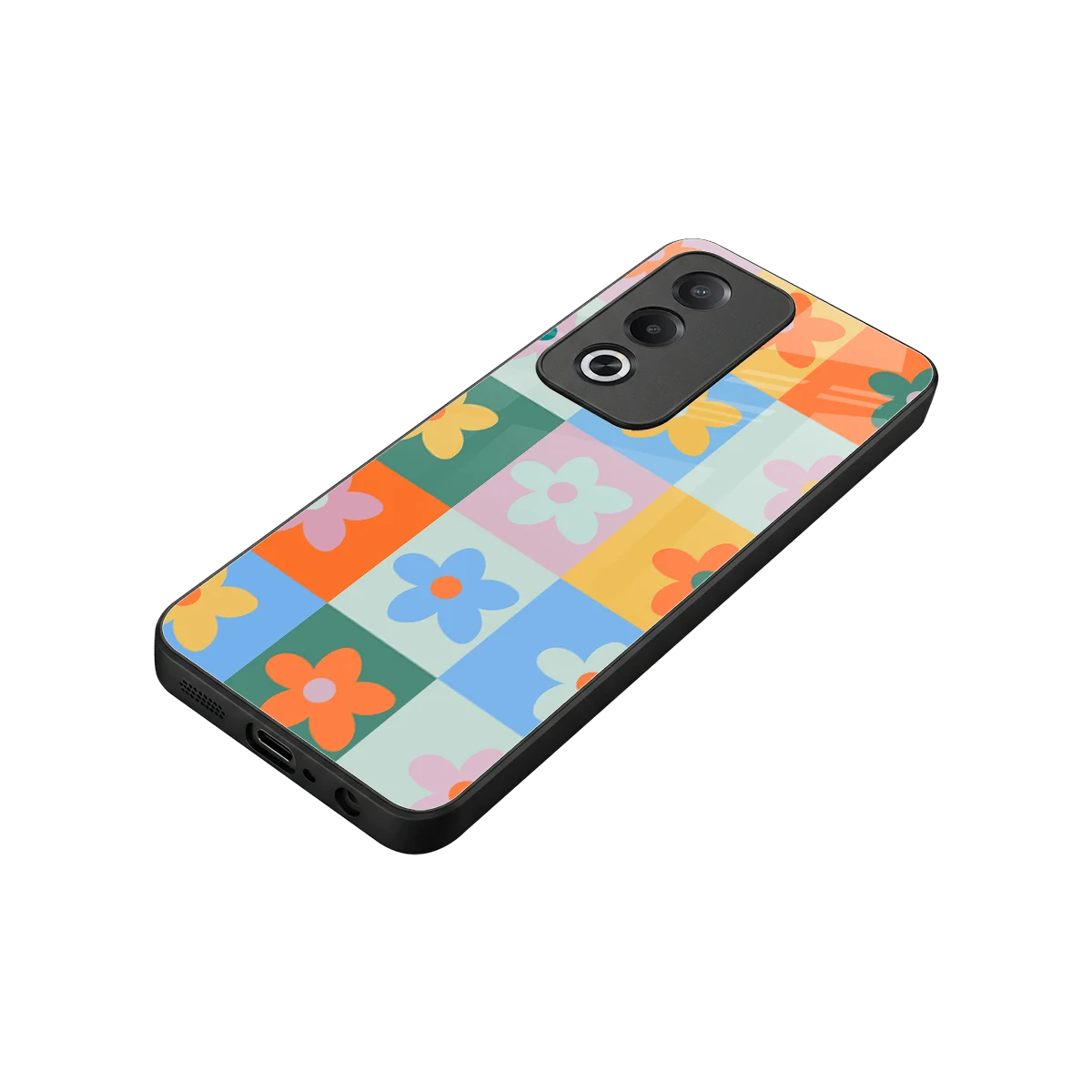 Floral Patchwork stylish phone case for oppo a3 pro | glossy glass and slim fit