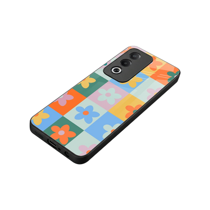 Floral Patchwork stylish phone case for oppo a3 pro | glossy glass and slim fit