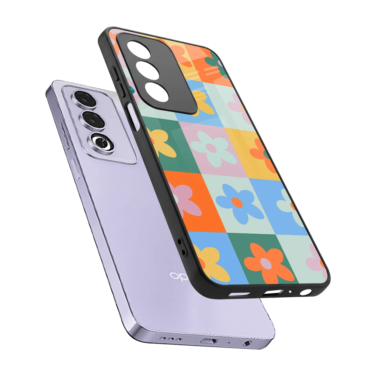 Floral Patchwork sleek oppo a3 pro cover with tempered glass back and TPU edges