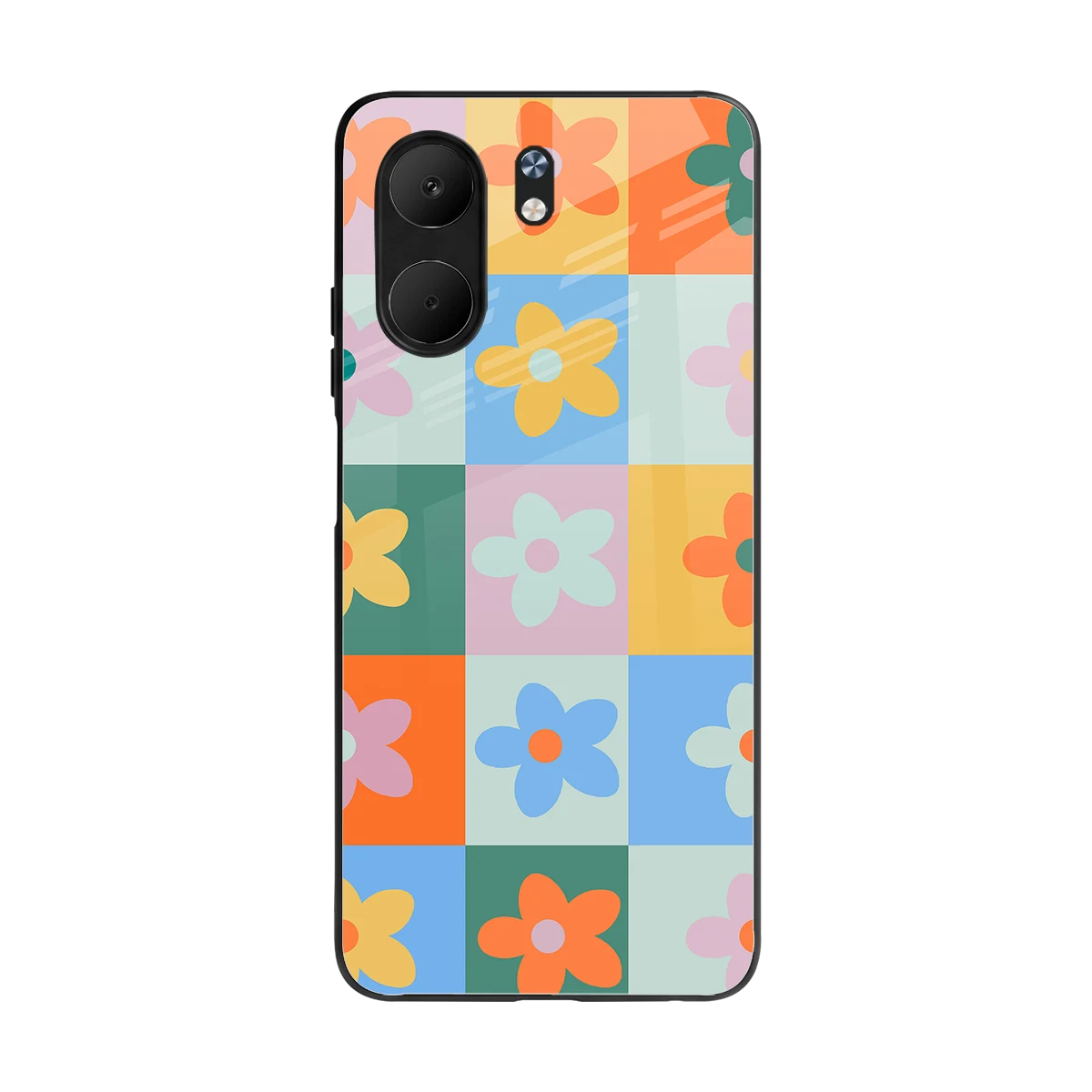 Floral Patchwork back phone cover | glass case for oppo a5x 5g
