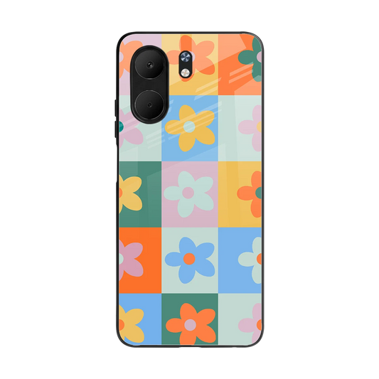 Floral Patchwork back phone cover | glass case for oppo a5x 5g