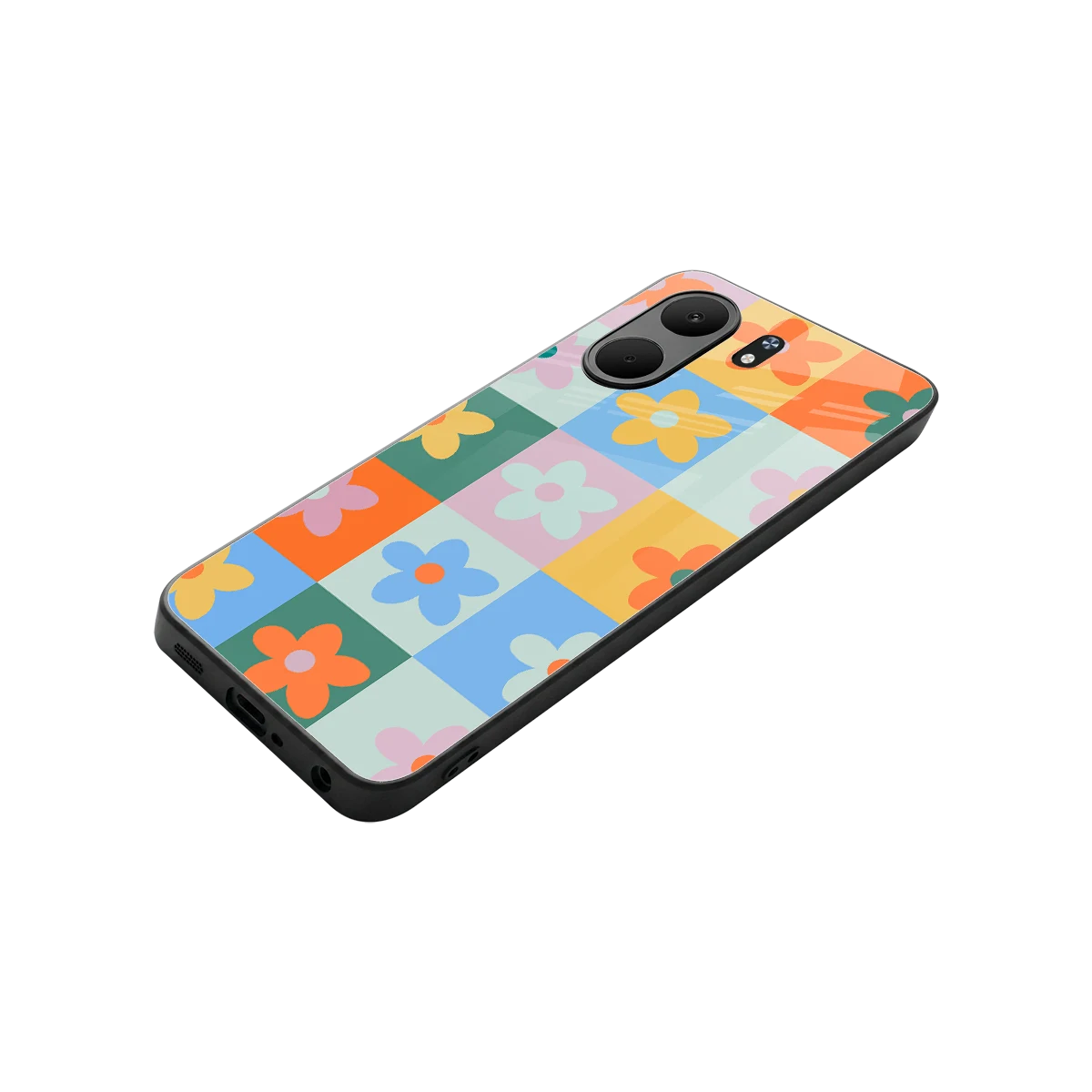 Floral Patchwork stylish phone case for oppo a5x 5g | glossy glass and slim fit