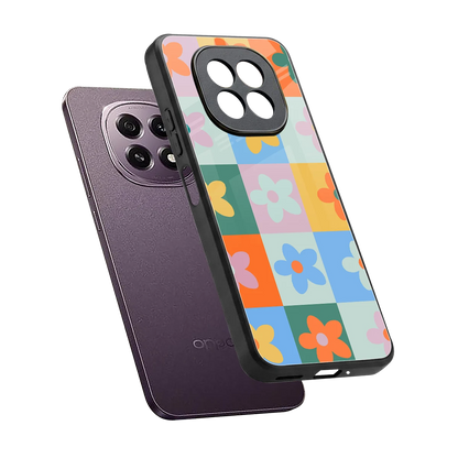 Floral Patchwork sleek oppo f29 5g cover with tempered glass back and TPU edges