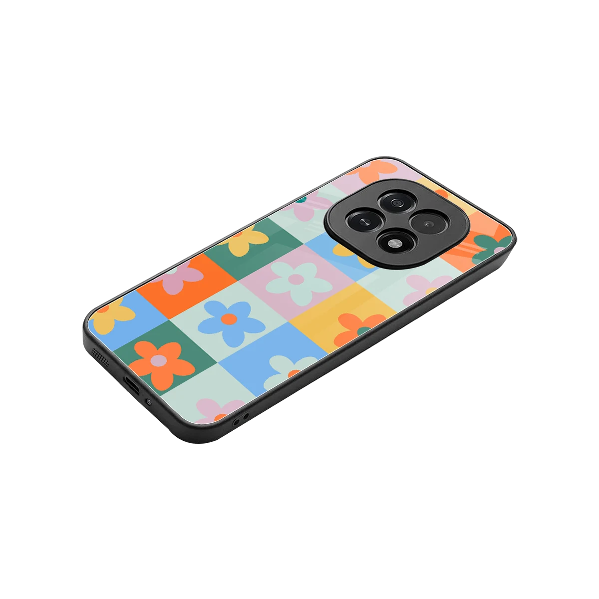Floral Patchwork stylish phone case for oppo f29 5g | glossy glass and slim fit