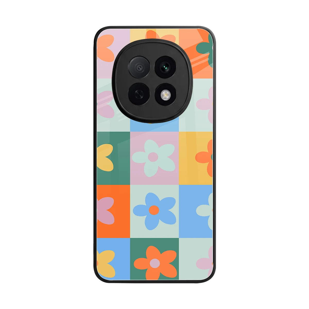 Floral Patchwork back phone cover | glass case for oppo f29 pro 5g