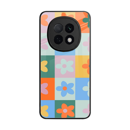 Floral Patchwork back phone cover | glass case for oppo f29 pro 5g