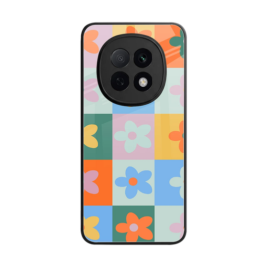 Floral Patchwork back phone cover | glass case for oppo f29 pro 5g