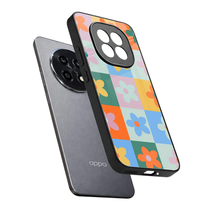 Floral Patchwork sleek oppo f29 pro 5g cover with tempered glass back and TPU edges