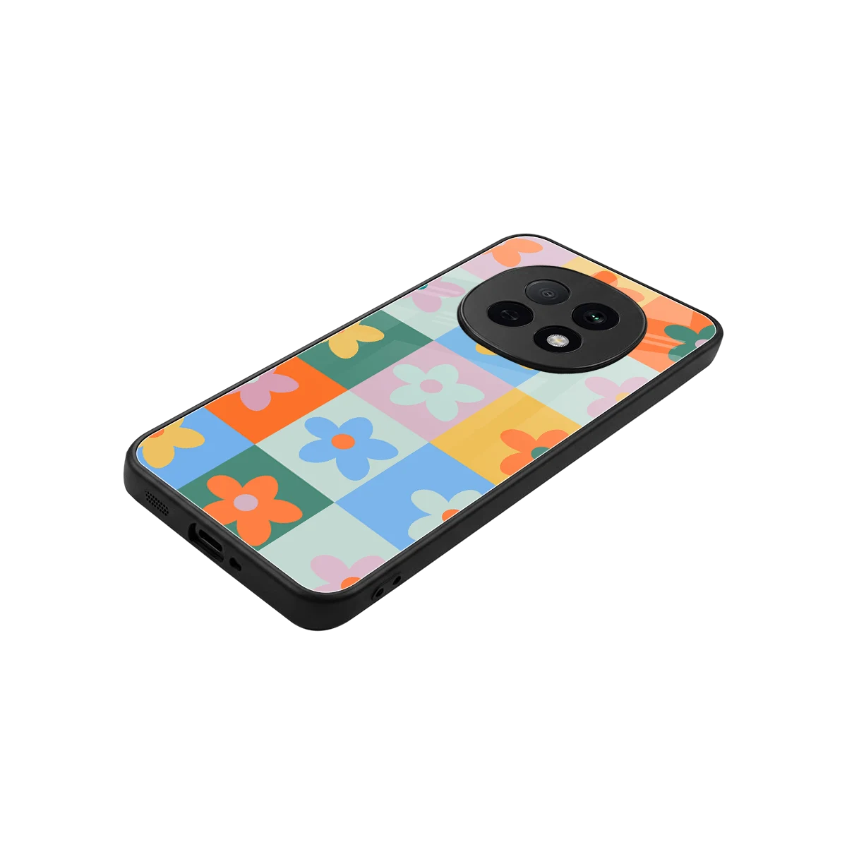 Floral Patchwork stylish phone case for oppo f29 pro 5g | glossy glass and slim fit