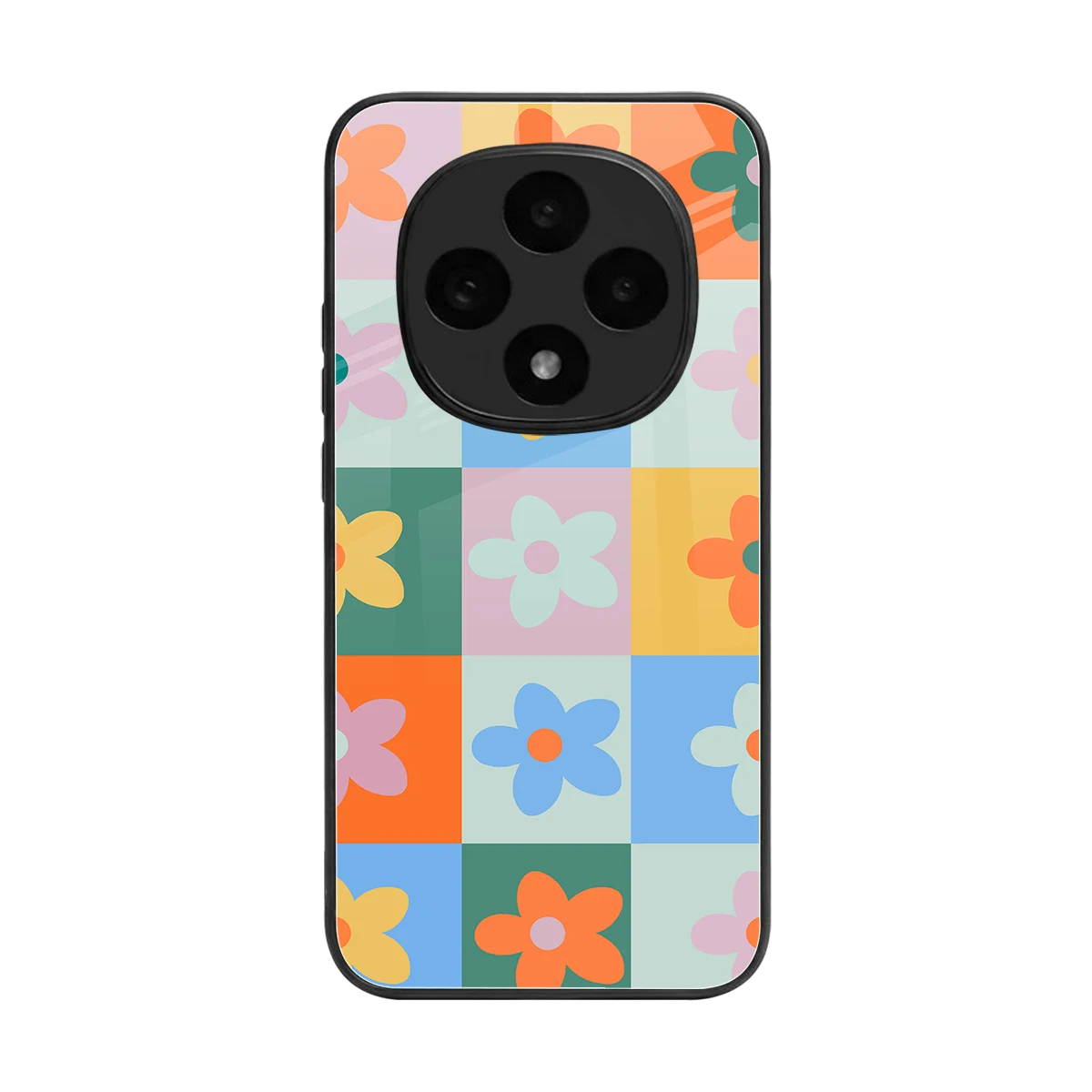 Floral Patchwork back phone cover | glass case for oppo f31 pro 5g