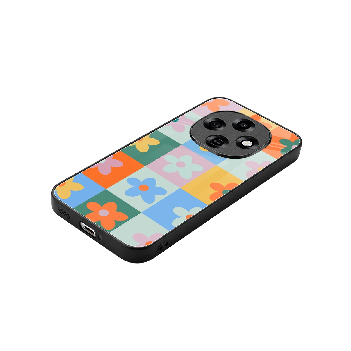 Floral Patchwork stylish phone case for oppo f31 pro 5g | glossy glass and slim fit