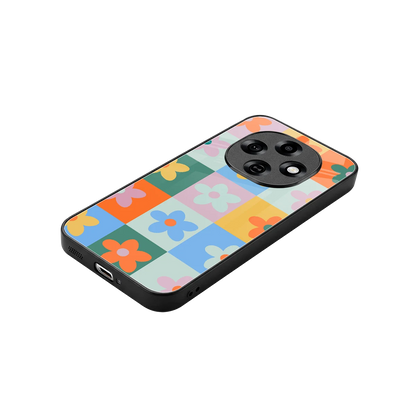 Floral Patchwork stylish phone case for oppo f31 pro 5g | glossy glass and slim fit