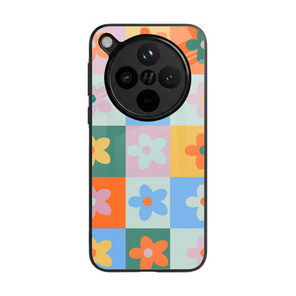 Floral Patchwork back phone cover | glass case for oppo find x8