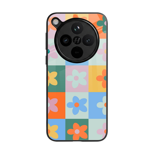 Floral Patchwork back phone cover | glass case for oppo find x8
