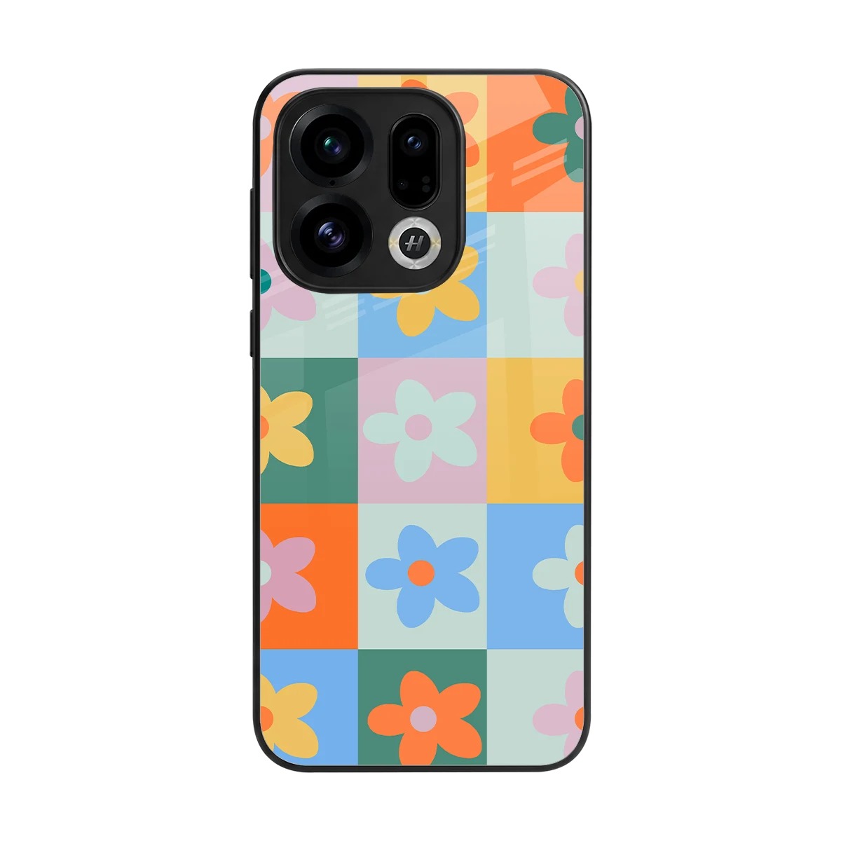 Floral Patchwork back phone cover | glass case for oppo find x9