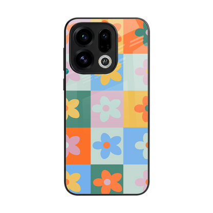 Floral Patchwork back phone cover | glass case for oppo find x9
