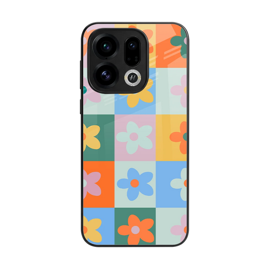 Floral Patchwork back phone cover | glass case for oppo find x9