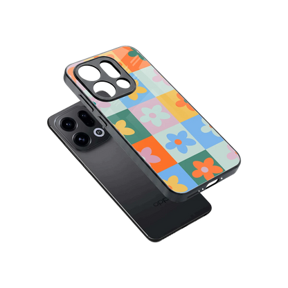 Floral Patchwork sleek oppo find x9 cover with tempered glass back and TPU edges