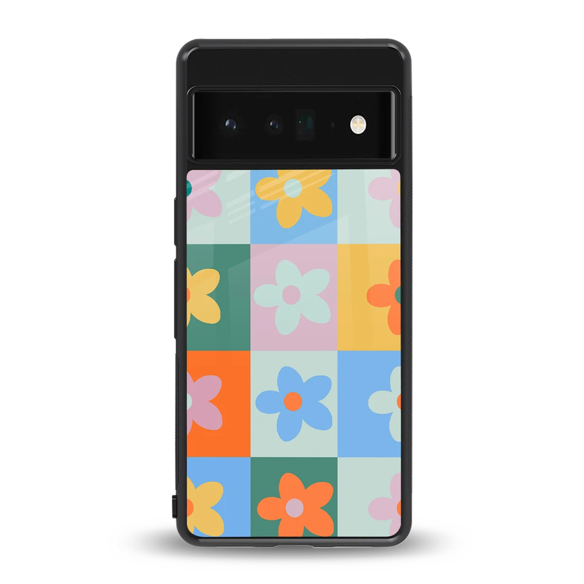 Floral Patchwork back phone cover | glass case for google pixel 6 pro