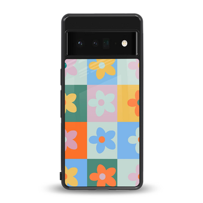 Floral Patchwork back phone cover | glass case for google pixel 6 pro