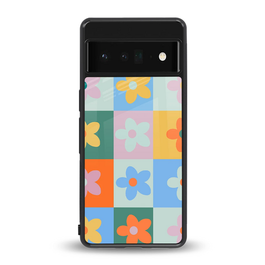 Floral Patchwork back phone cover | glass case for google pixel 6 pro