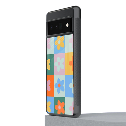 Floral Patchwork stylish phone case for google pixel 6 pro | glossy glass and slim fit