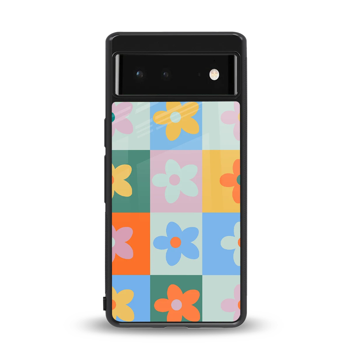 Floral Patchwork back phone cover | glass case for google pixel 6