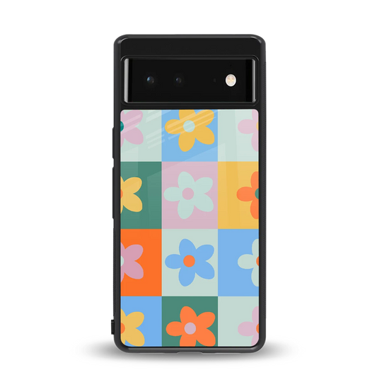 Floral Patchwork back phone cover | glass case for google pixel 6a