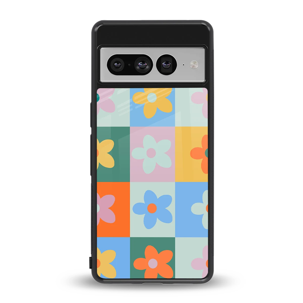 Floral Patchwork back phone cover | glass case for google pixel 7 pro