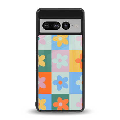 Floral Patchwork back phone cover | glass case for google pixel 7 pro