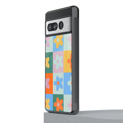 Floral Patchwork stylish phone case for google pixel 7 pro | glossy glass and slim fit