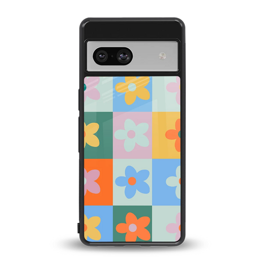 Floral Patchwork back phone cover | glass case for google pixel 7a