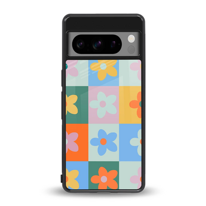 Floral Patchwork back phone cover | glass case for google pixel 8 pro