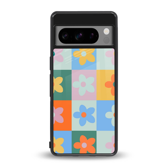 Floral Patchwork back phone cover | glass case for google pixel 8 pro