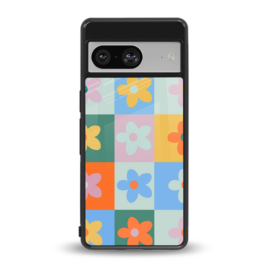 Floral Patchwork back phone cover | glass case for google pixel 8