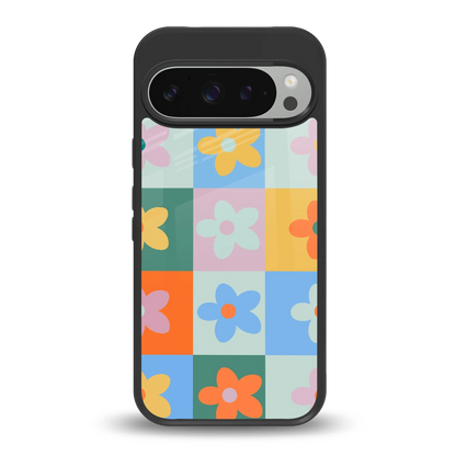 Floral Patchwork back phone cover | glass case for google pixel 9 pro