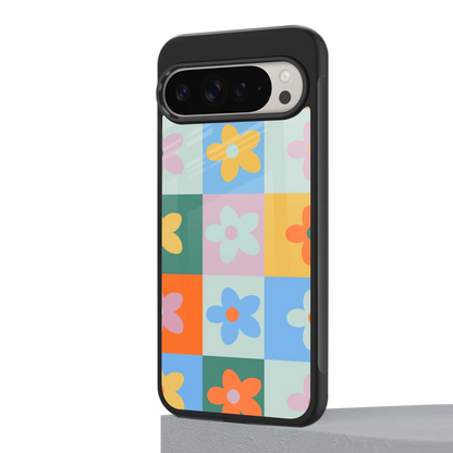 Floral Patchwork google pixel 9 pro mobile cover | shockproof glass phone case