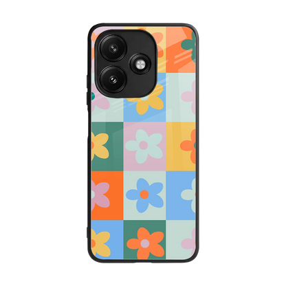 Floral Patchwork back phone cover | glass case for redmi 12 5g
