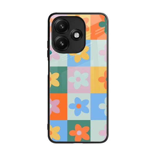 Floral Patchwork back phone cover | glass case for redmi 12 5g