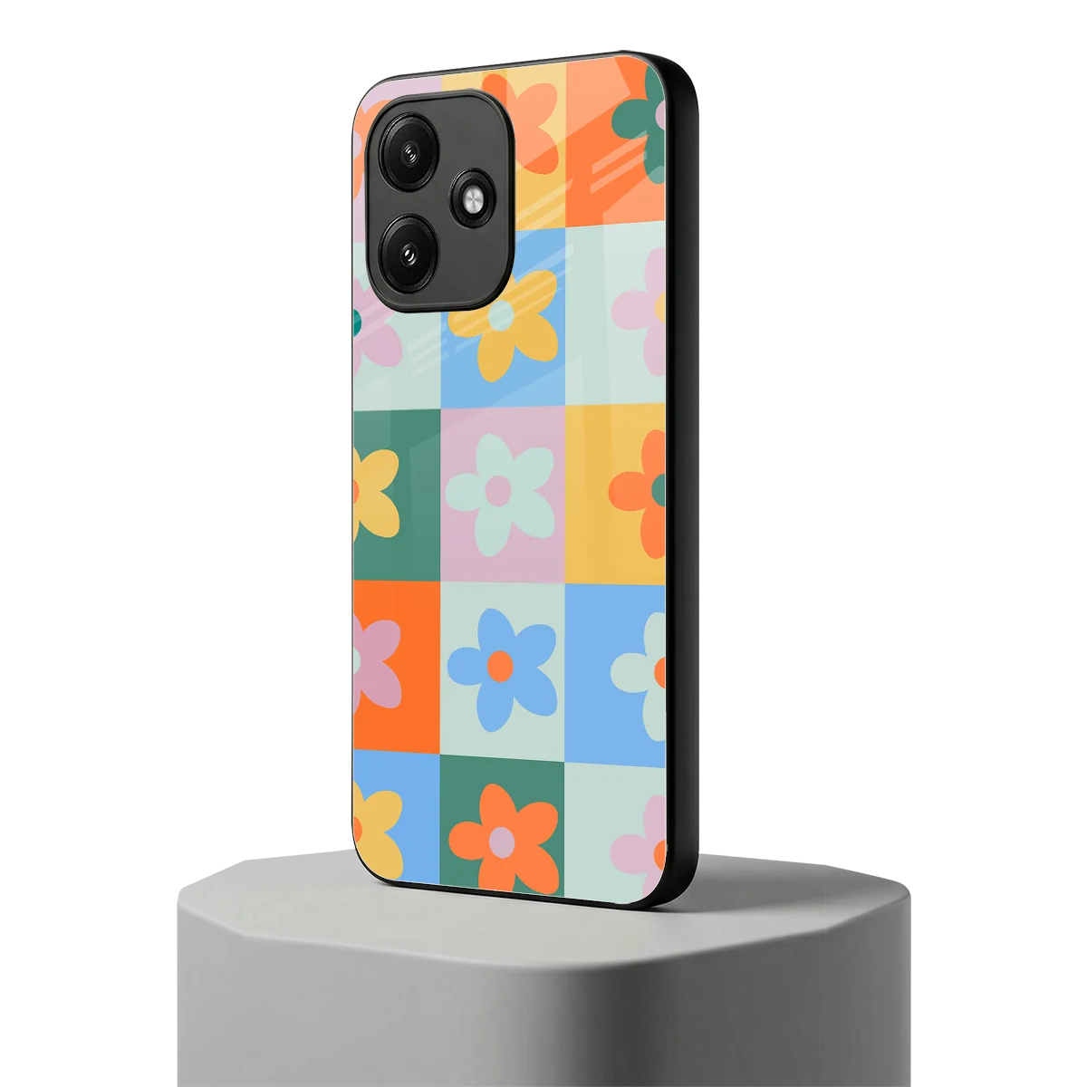 Floral Patchwork redmi 12 5g mobile cover | shockproof glass phone case