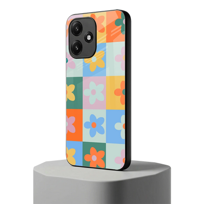 Floral Patchwork redmi 12 5g mobile cover | shockproof glass phone case