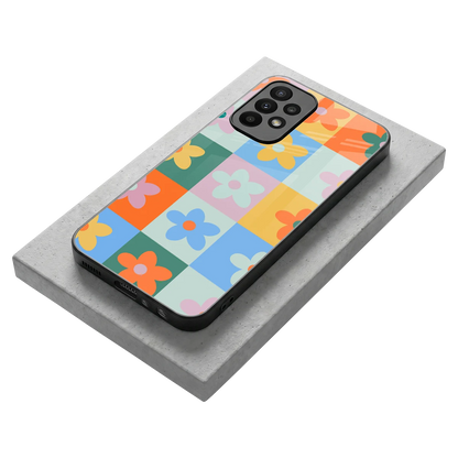 Floral Patchwork stylish phone case for samsung galaxy a23 | glossy glass and slim fit